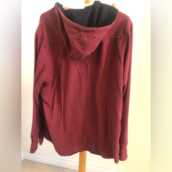 Red and black checked shirt with hood, unisex, XL, cotton flannel - Picture 2 of 7